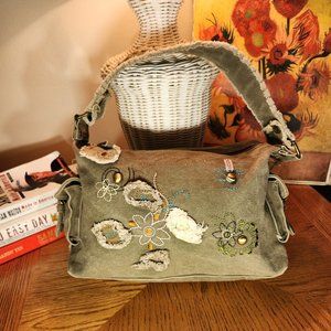 NWOT Green Canvas Handbag/ Shoulder Bag